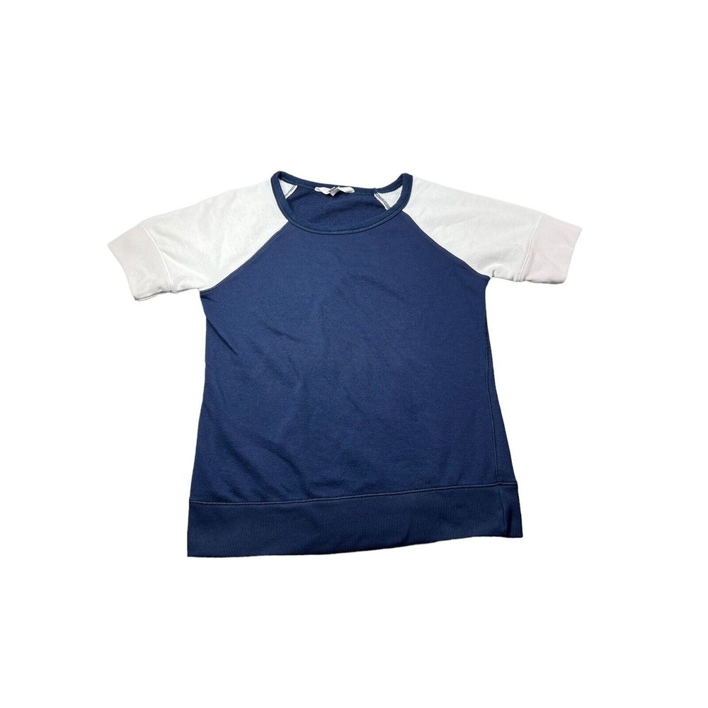 Athleta Short Sleeve Top XS white navy blue t shirt